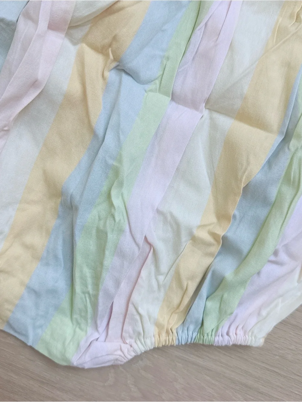 NWT Apo-style Pastel Rainbow Striped Embroidered Baby Romper Painters Stripe